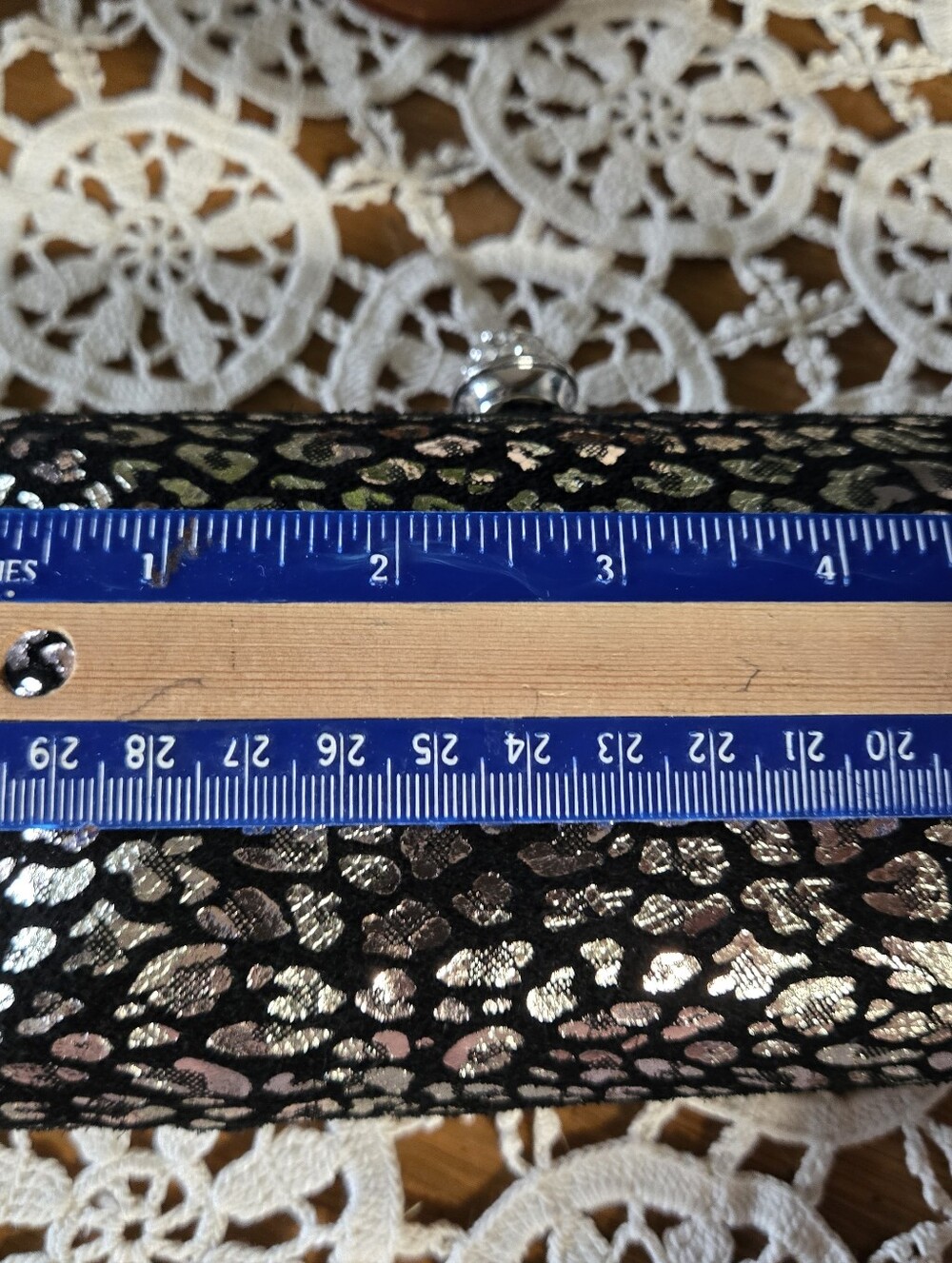 Metallic Leopard Print Hard-Shell Evening Clutch - Picture 2 of 6